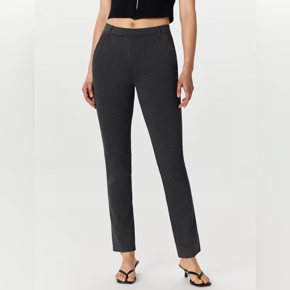 Quince ultra stretch ponte straight leg pants small 26” inseam charcoal gray